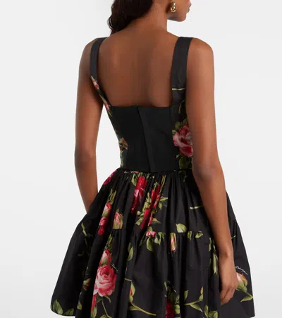 Dolce & Gabbana Top Nero In Seta Con Stampa Floreale Dolce E Gabbana In Black