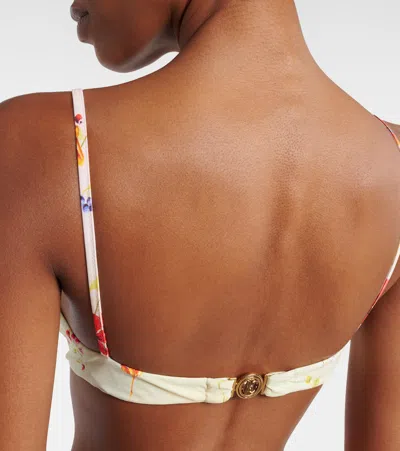 Roberto Cavalli Floral Print Detail Bikini Top In Pink