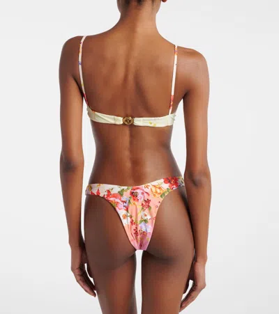 Roberto Cavalli Floral Print Detail Bikini Top In Pink