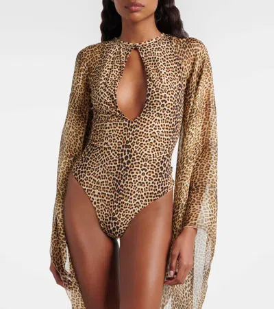 Roberto Cavalli Baby Jaguar Print One-piece Swimsuit In Multi