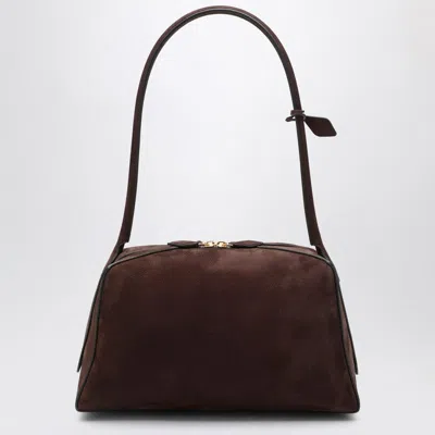 Alaïa Le Bouledogue Bowling Shoulder Bag In Nubuck Leather In Brown