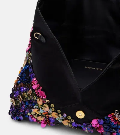 Dries Van Noten Envelope Medium Sequined Satin Clutch In Multi