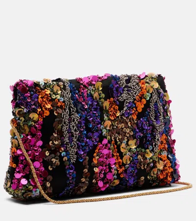 Dries Van Noten Envelope Medium Sequined Satin Clutch In Multi