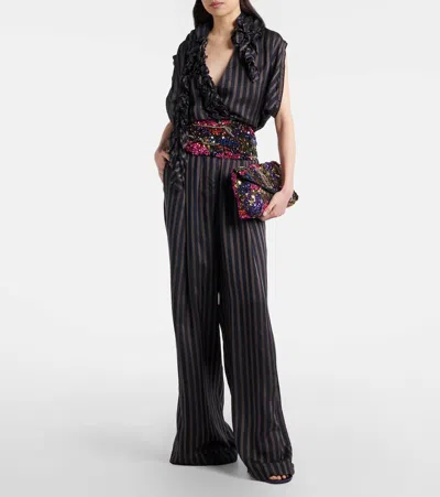 Dries Van Noten Envelope Medium Sequined Satin Clutch In Multi