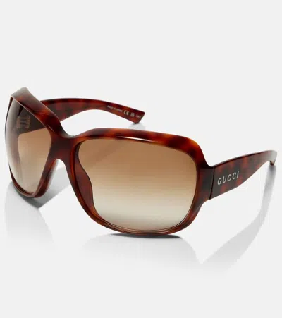 Gucci Script Square Sunglasses In Brown