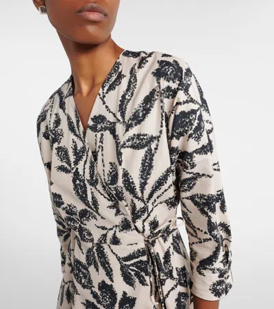 Max Mara Floral-print Cotton-poplin Wrap Dress In Multi