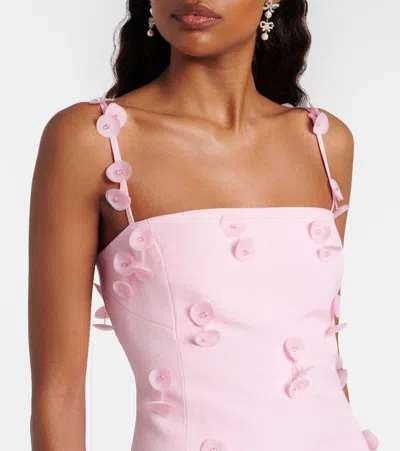 Simkhai Juliana Embellished Fringed Linen-blend Midi Dress In Pink