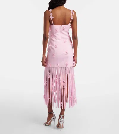 Simkhai Juliana Embellished Fringed Linen-blend Midi Dress In Pink