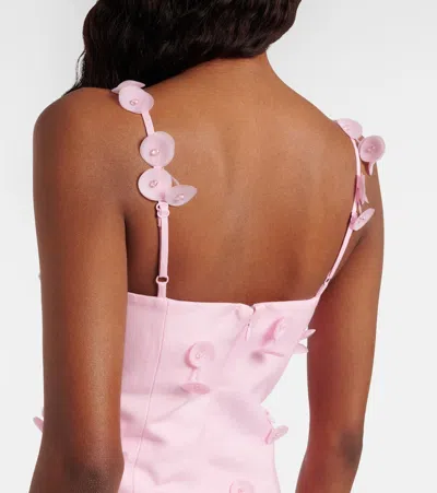 Simkhai Juliana Embellished Fringed Linen-blend Midi Dress In Pink