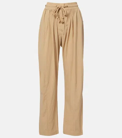 Isabel Marant Inaya High Waist Gathered Straight Leg Pants In Brown