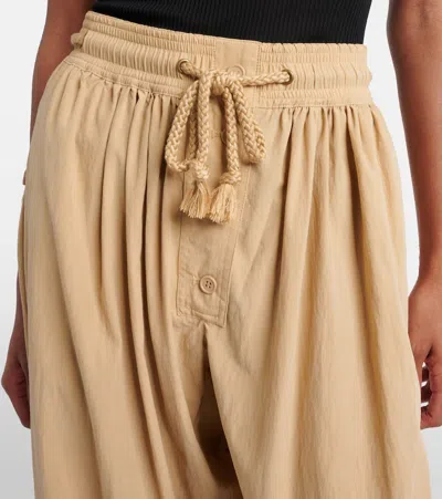 Isabel Marant Inaya High Waist Gathered Straight Leg Pants In Brown