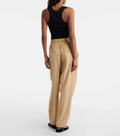 Isabel Marant Inaya High Waist Gathered Straight Leg Pants In Brown