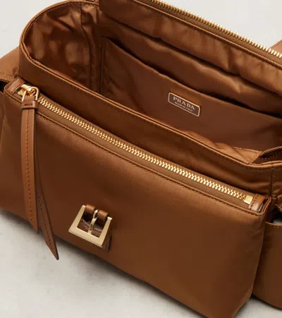 Prada Explore Medium Re-nylon Shoulder Bag In Brown