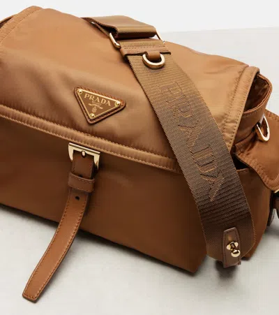 Prada Explore Medium Re-nylon Shoulder Bag In Brown