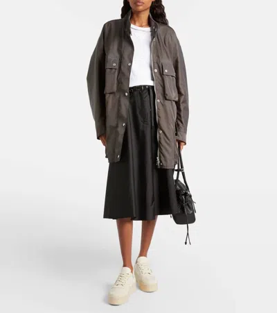 Prada Sand Fabric And Suede Downtown Bold Sneakers In White