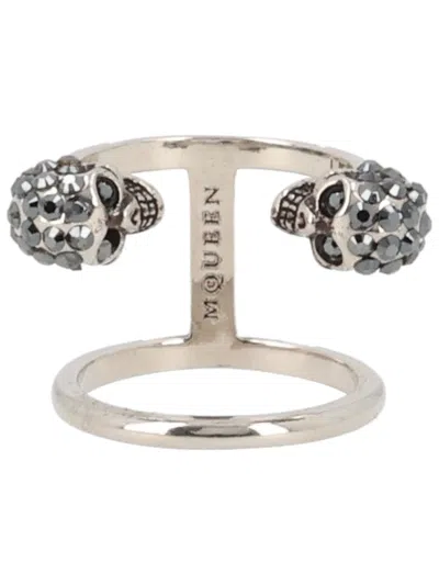 Alexander Mcqueen Skull Ring In Metallic