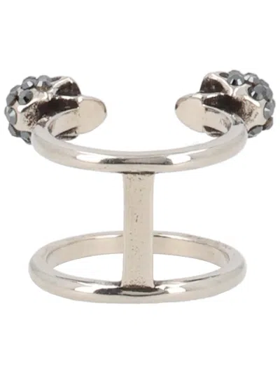 Alexander Mcqueen Skull Ring In Metallic