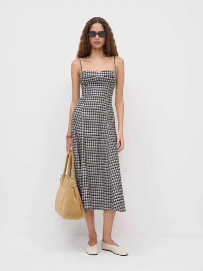 Reformation Womens Check Kailani Cotton Midi Dress In Black