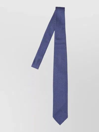 Cesare Attolini Slim Width Tie Traditional Shape Patterned Design In Blue