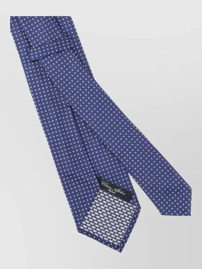 Cesare Attolini Slim Width Tie Traditional Shape Patterned Design In Blue