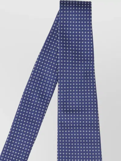 Cesare Attolini Slim Width Tie Traditional Shape Patterned Design In Blue