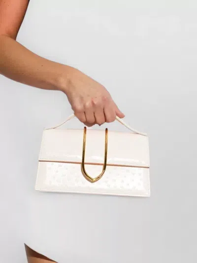 Jacquemus Structured Rectangular Handbag With Off-white Ostrich Effect In White