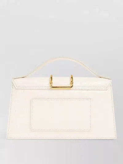 Jacquemus Structured Rectangular Handbag With Off-white Ostrich Effect In White