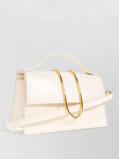 Jacquemus Structured Rectangular Handbag With Off-white Ostrich Effect In White