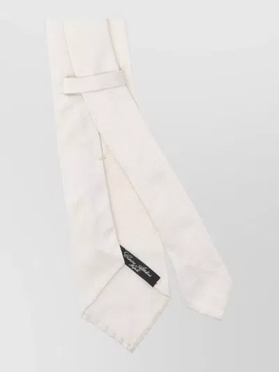 Cesare Attolini Slim Design Tie Textured Fabric Loop In White