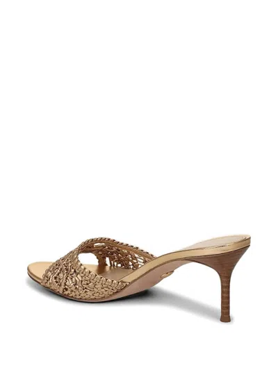Veronica Beard 70mm Tia Macrame Metallic Leather Sandals In Gold