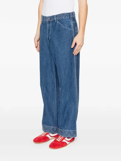 Bode Embroidered Trousers In Blue