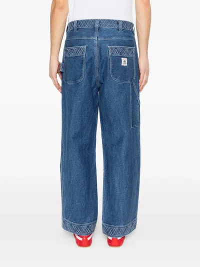 Bode Embroidered Trousers In Blue