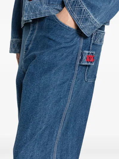 Bode Embroidered Trousers In Blue