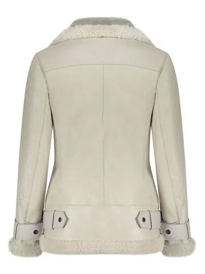 Lorena Antoniazzi Leather Biker Jacket In Gray