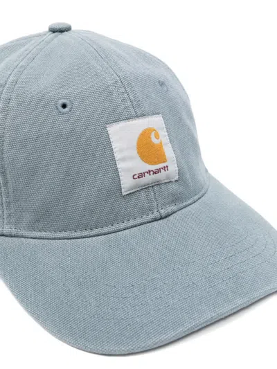 Carhartt Mens Cozy Blue The Canvas Logo-patch Cotton Cap In Blue