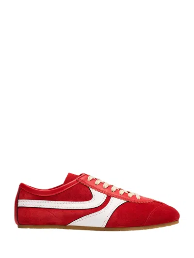 Dries Van Noten 70s Marathon Spirit Suede Low-top Sneakers In Red