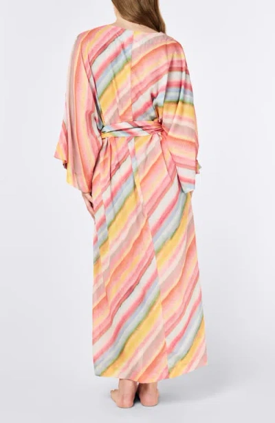 Papinelle Sophie Stripe Maxi Kimono Robe In Multi