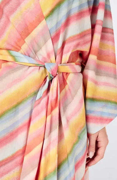 Papinelle Sophie Stripe Maxi Kimono Robe In Multi