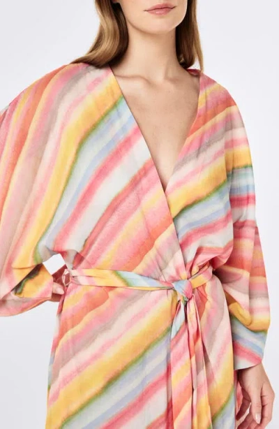 Papinelle Sophie Stripe Maxi Kimono Robe In Multi