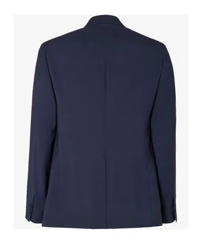 Fendi Dark Blue Wool Canvas Blazer In Blue