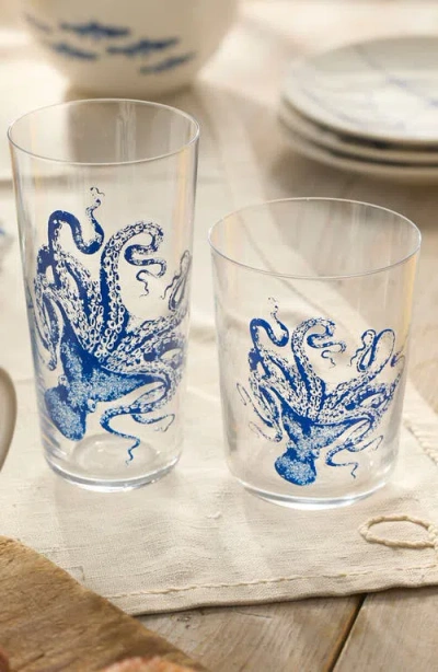 Caskata Lucy Blues Small Drinking Glass Set Of 4 In Blue