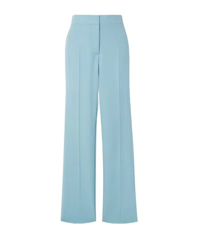 Stella Mccartney Satin Dropped Waist Straight Wide Leg Pants In Blue