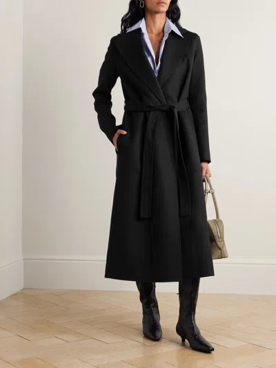Stella Mccartney Belted Wool Coat In Black