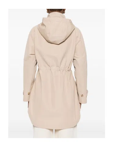 Fay Hooded Midi Parka Coat Drawstring Waist In Brown