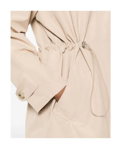 Fay Hooded Midi Parka Coat Drawstring Waist In Brown