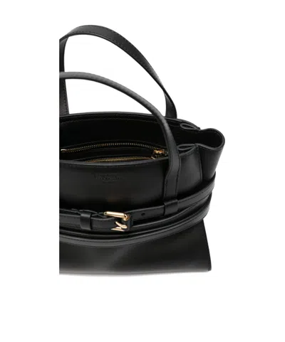 Moschino Structured Sheepskin Shoulder Bag In Black