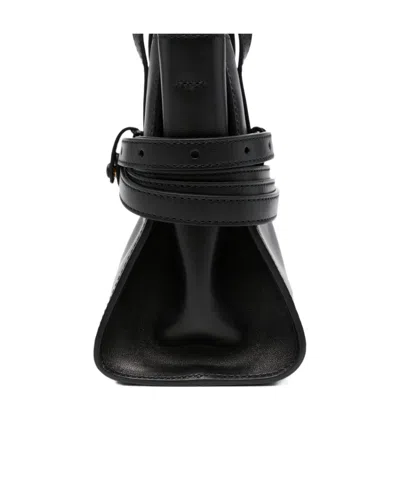Moschino Structured Sheepskin Shoulder Bag In Black