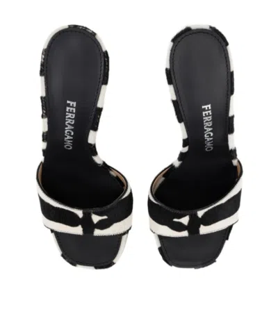 Ferragamo Tatiana Zebra Print High-heeled Sandals In Black