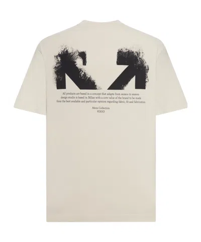 Off-white Ss22 Logo Round Neck Pullover Short Sleeve Loose Fit Khaki In Neutral