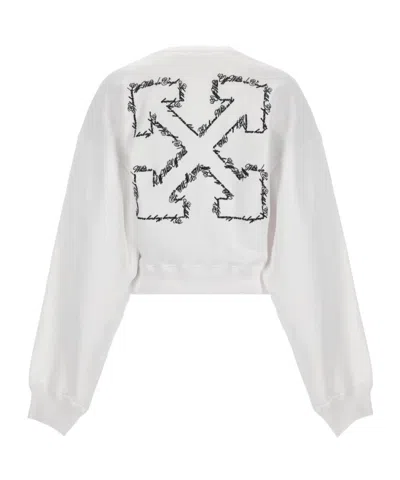 Off-white Neutral Script Logo Graphic Cotton Sweatshirt In White